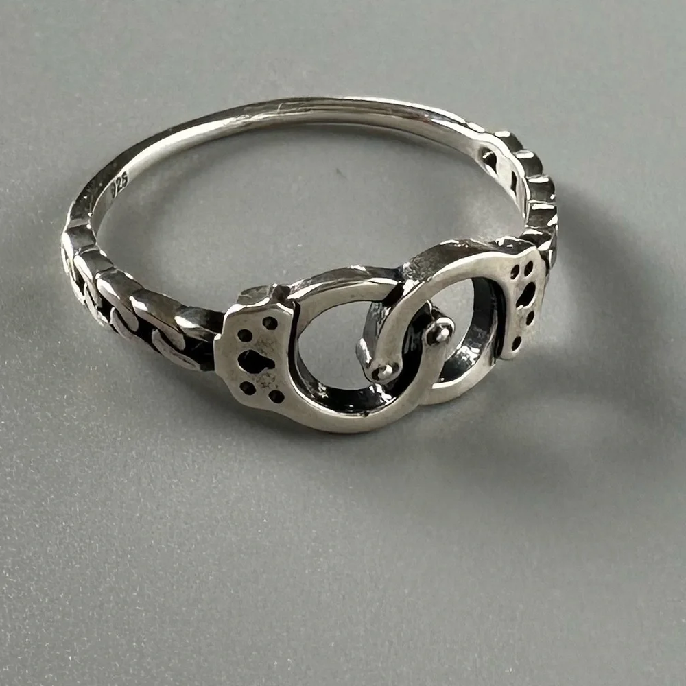 Sterling Silver Handcuff Ring | Edgy Stackable Band